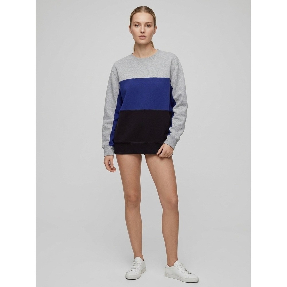 Tna Aritzia Women Colorblock Sweatshirt Grey Blue Black Crewneck Fleece S 62979